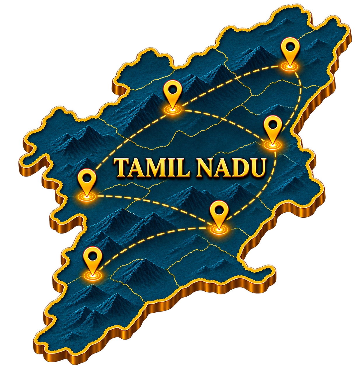 Map of Tamil Nadu highlighting VR Travels' service coverage